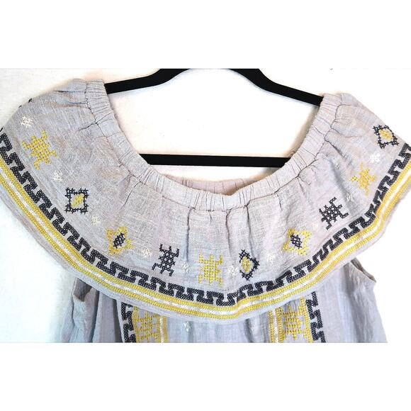 Common embroidered off the shoulder cotton, Mexican Aztec blouse small - Picture 4 of 7